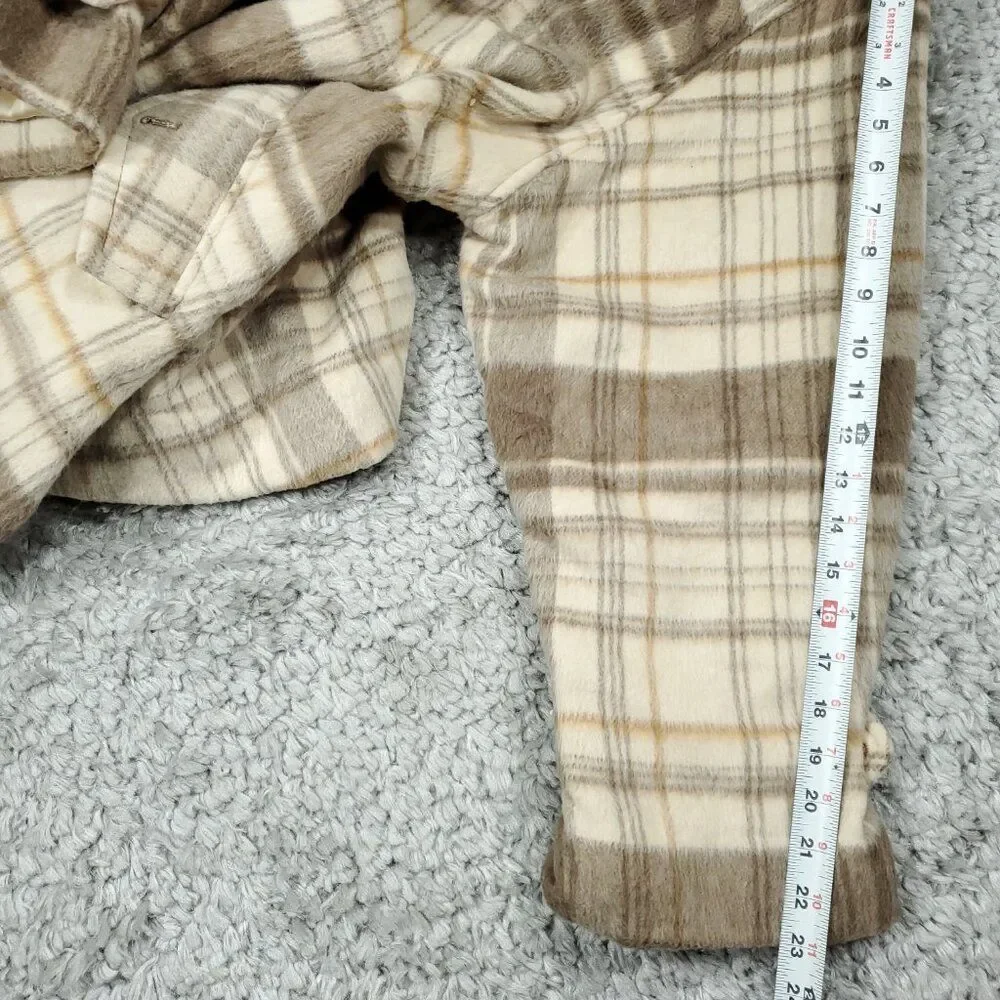 Free People Highlands Wool Plaid Double Breasted Peacoat Brown Size XL Oversized